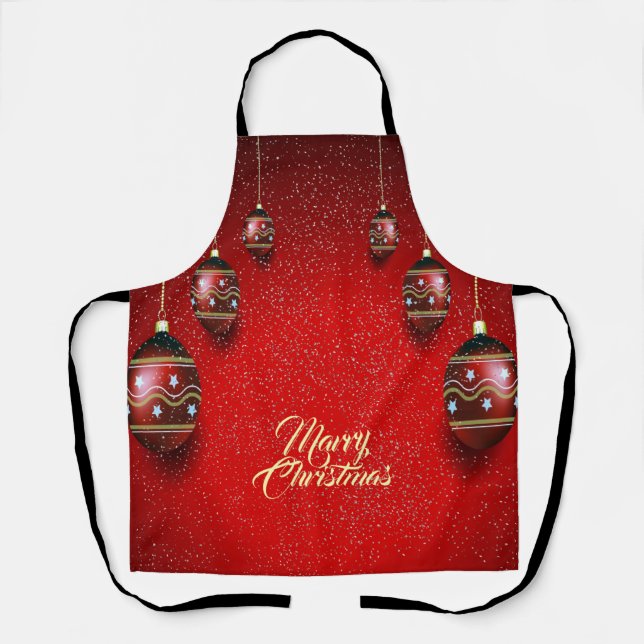 Christmas Party Golden Red Winter Elegant Apron (Front)