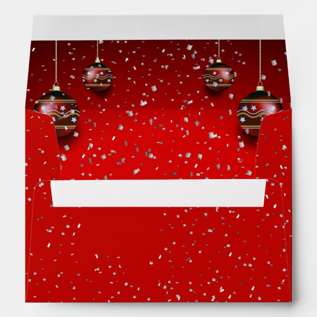 Christmas Party Golden Red Winter Elegant Envelope (Back (Bottom))
