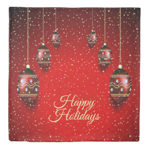 Christmas Party Golden Red Winter Holidays Elegant Duvet Cover