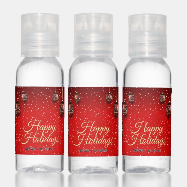Christmas Party Golden Red Winter Holidays Elegant Hand Sanitizer (Set)
