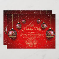 Christmas Party Golden Red Winter Holidays Elegant