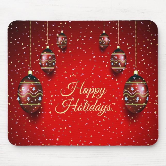 Christmas Party Golden Red Winter Holidays Elegant Mouse Pad (Front)