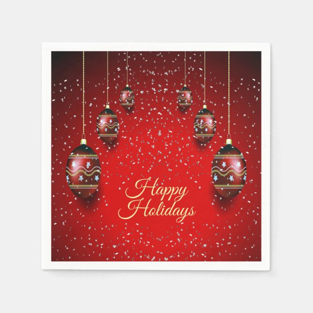 Christmas Party Golden Red Winter Holidays Elegant Napkins (Front)