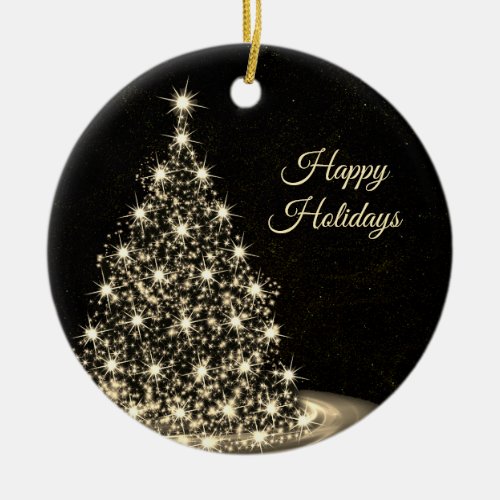 Christmas Party Golden Shiny Tree Winter Black Ceramic Ornament