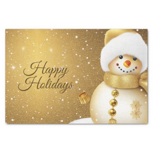 Christmas Party Golden Snowman Snowflakes Holidays Tissue Paper