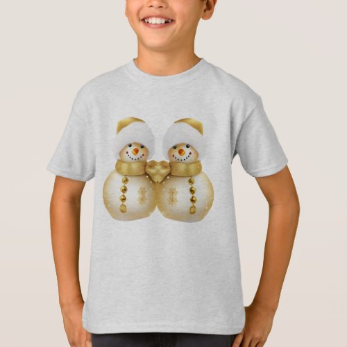 Christmas Party Golden Snowman Winter Holiday T_Shirt