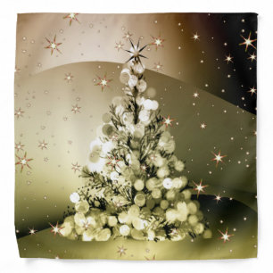 Christmas Party Golden Tree Shiny Sparkle Stars Bandana