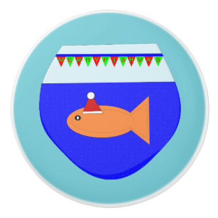 Christmas Party Goldfish Ceramic Knob