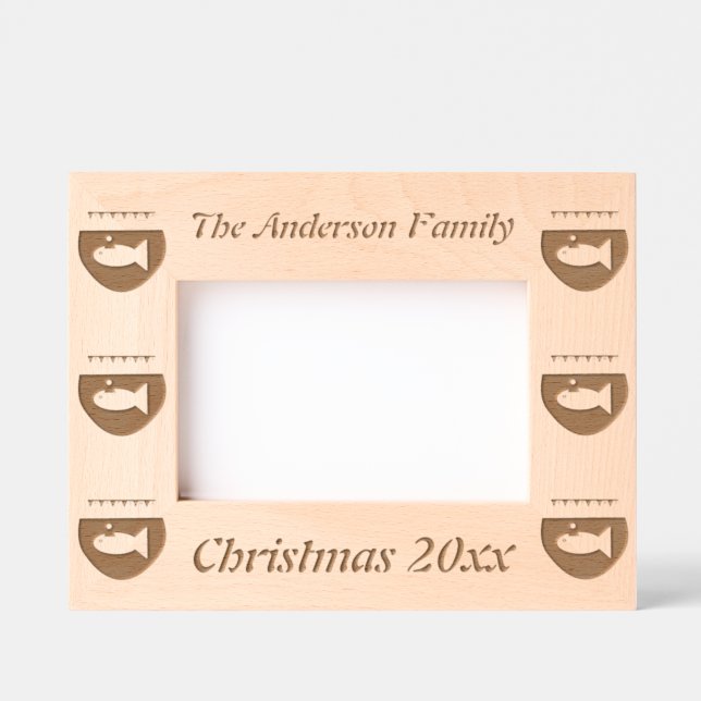 Christmas Party Goldfish Custom Engraved Frames (Front)