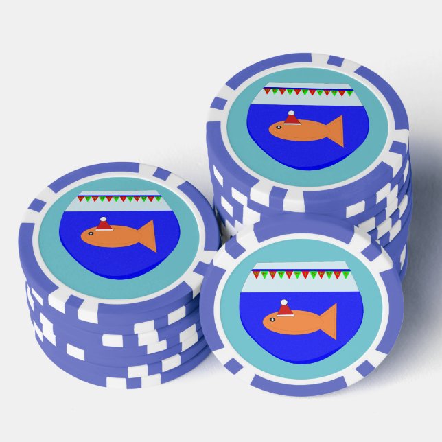 Christmas Party Goldfish Poker Chips (Stack)