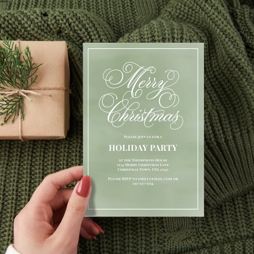 Christmas Party Green Calligraphy Script Invitation