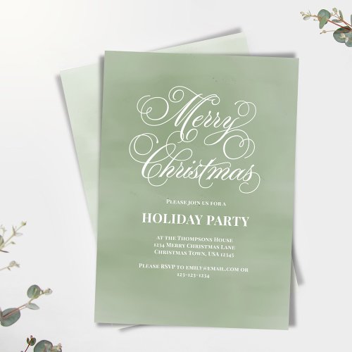 Christmas Party Green Calligraphy Script Invitation