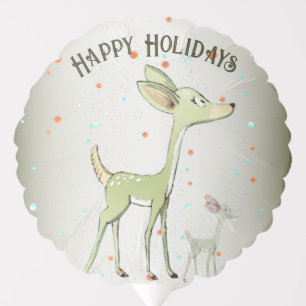 Christmas Party Green Deers Holidays Cute Balloon