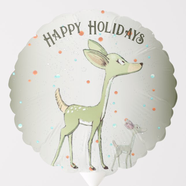 Christmas Party Green Deers Holidays Cute Balloon (Front)