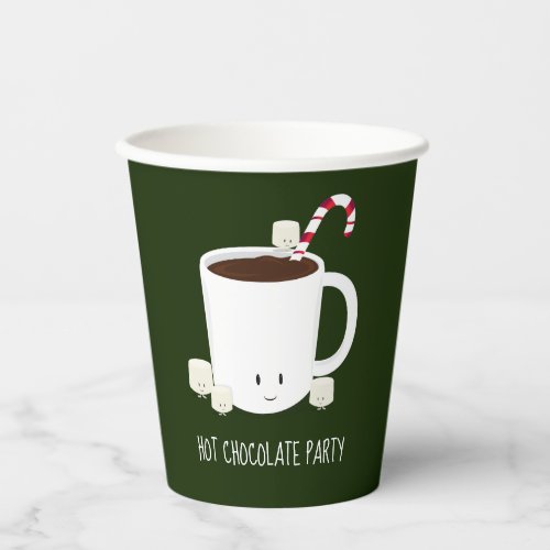 Christmas Party Green Hot Chocolate Hot Cocoa Paper Cups