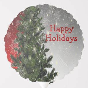 Christmas Party Green Tree Red Silver Snowflakes Balloon