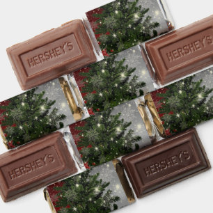 Christmas Party Green Tree Red Silver Snowflakes Hershey's Miniatures