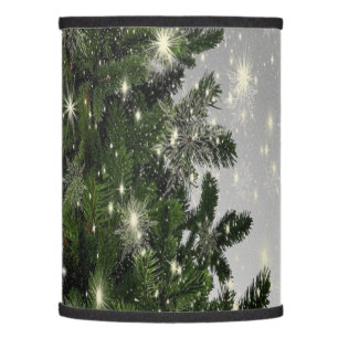 Christmas Party Green Tree Red Silver Snowflakes Lamp Shade