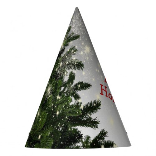 Christmas Party Green Tree Red Silver Snowflakes Party Hat