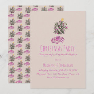 Christmas Party Hand Drawn Christmas Tree Doodle Invitation