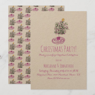 Christmas Party Hand Drawn Christmas Tree Doodle Invitation