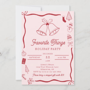 Christmas Party Hand Drawn Favorite Things Invitation