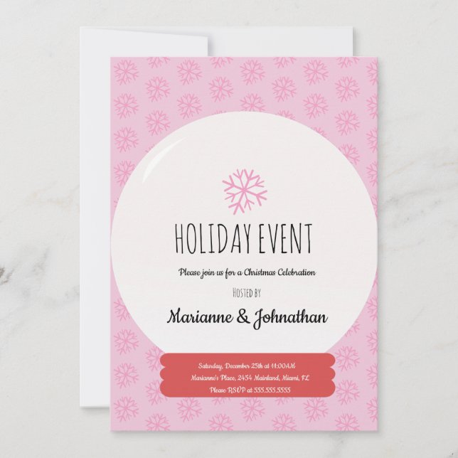 Christmas Party  Hand Drawn Snow Globe Snowflake I Invitation (Front)