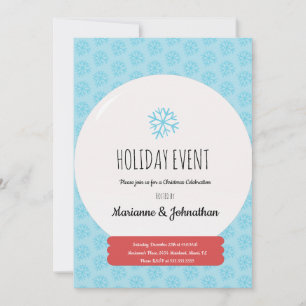 Christmas Party Hand Drawn Snow Globe Snowflake Invitation