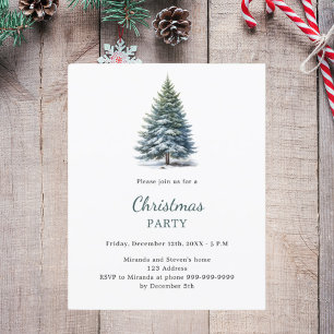Christmas Party hand-drawn tree snow invitation