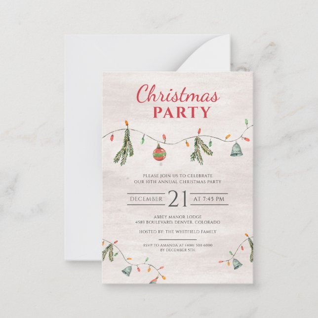 Christmas Party Happy Holidays Annual Family Note Card (Front)