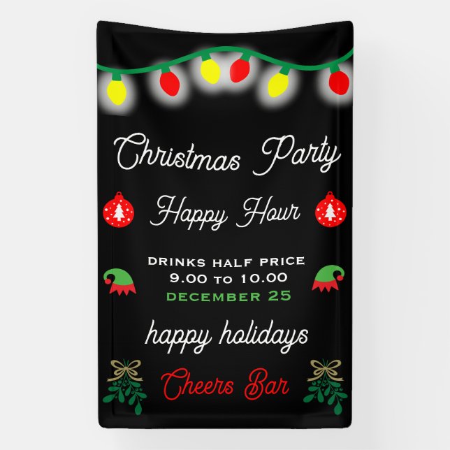 Christmas Party Happy Hour Promotion Banner (Vertical)