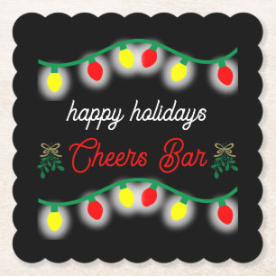 Christmas Party Happy Hour Promotion Paper Coaster