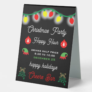 Christmas Party Happy Hour Promotion Table Tent