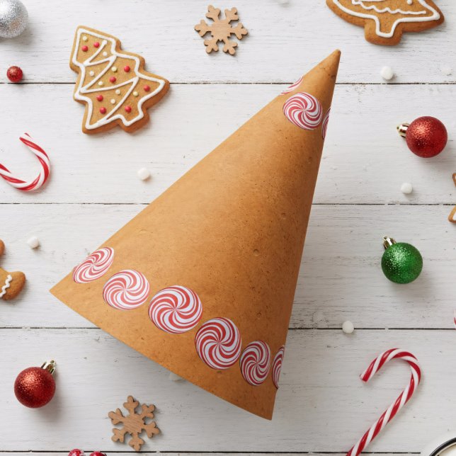 Christmas Party Hat Gingerbread Peppermint Edition (Planning a Gingerbread Lane party? These candy swirl hats are the perfect accessory )