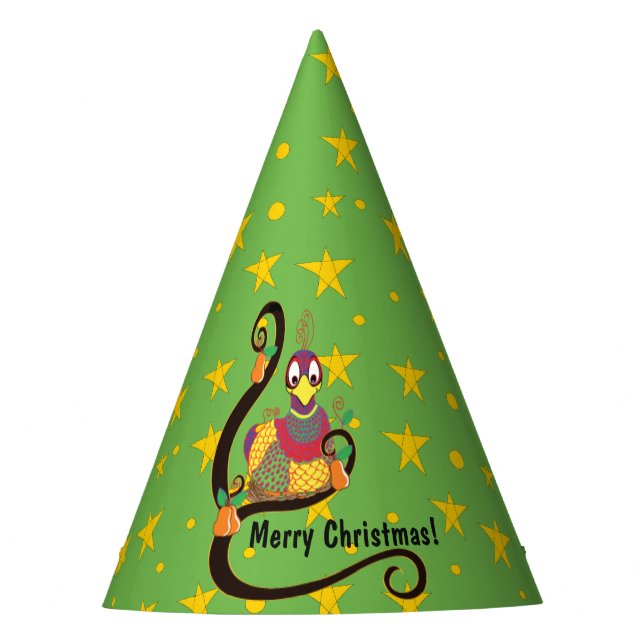 Christmas Party Hat "Partridge in a Pear Tree" (Front)