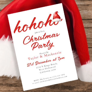 Christmas Party Ho Ho Ho Santa Hat Invitation