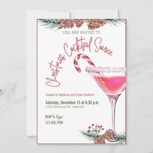 Christmas Party Holiday Cocktail Work Party Invitation (Front)