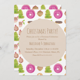 Christmas Party Holiday Cookies Hand Watercolored Invitation