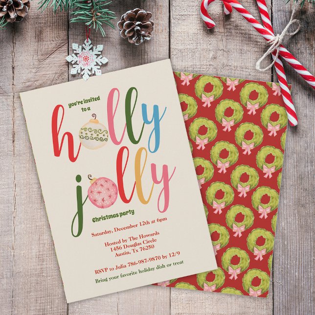 Christmas Party Holiday Cute Colorful Typography  Invitation (Creator Uploaded)