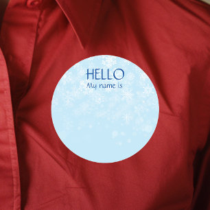 Christmas Party Holiday Hello Name Tag Snowflake