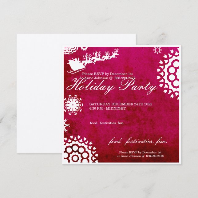 Christmas Party Holiday Invite Santa & Reindeer (Front/Back)