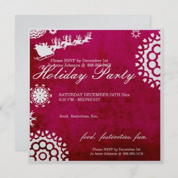 Christmas Party Holiday Invite Santa & Reindeer by oddlotpaperie at Zazzle