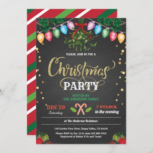 Christmas party holiday party chalkboard mistletoe invitation