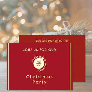 Christmas Party Holiday Snowflake Invitation Foil Invitation