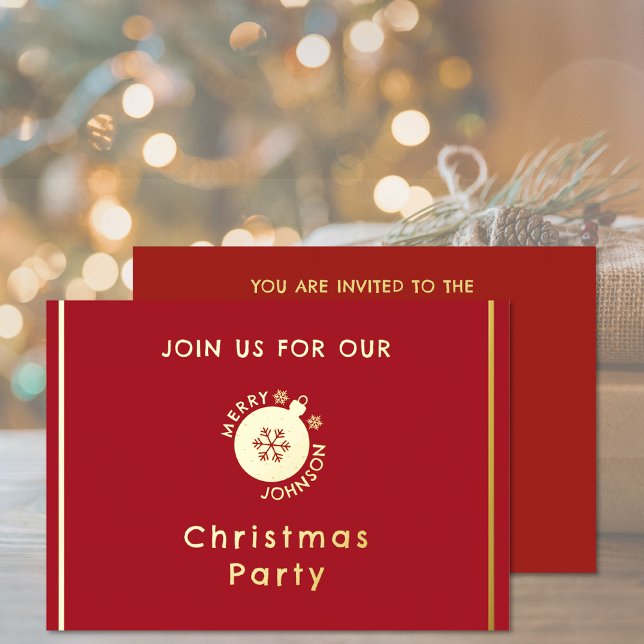 Christmas Party Holiday Snowflake Invitation Foil Invitation (Christmas Party Holiday Snowflake Invitation Foil Invitation (front and back))