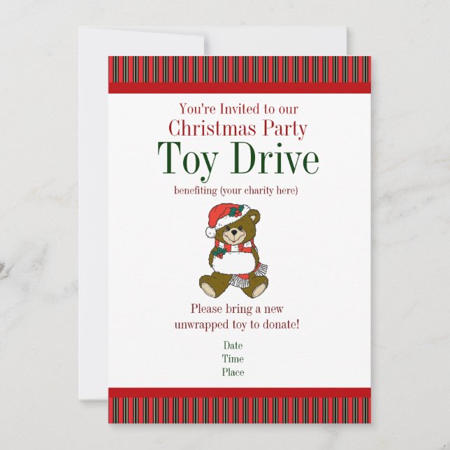 Christmas Party Holiday Toy Drive Invitations (Front)
