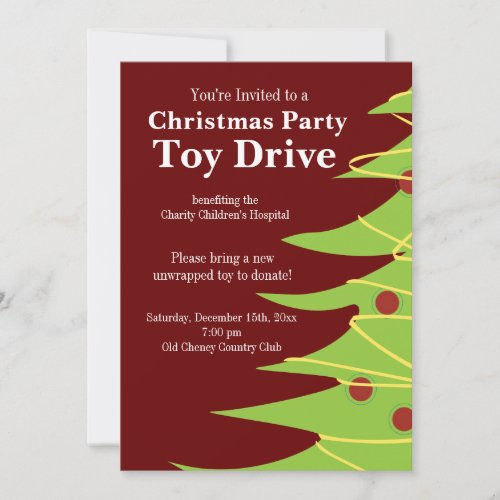 Christmas Party Holiday Toy Drive Invitations
