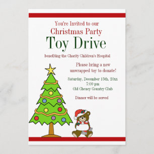 Christmas Party Holiday Toy Drive Invitations