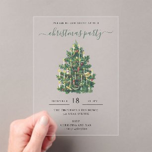 Christmas Party Holiday Vintage Elegant Acrylic Invitations