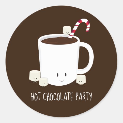 Christmas Party Hot Chocolate Hot Cocoa Classic Ro Classic Round Sticker